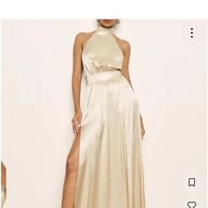 Reformation Size 2 Silk Dress, long Halter style with side slits. New